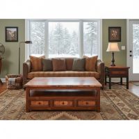 Rustic Coffee Table: Some lifestyle images are created with AI for visualization purposes. Crafted from natural solid wood, each piece is unique and will vary.