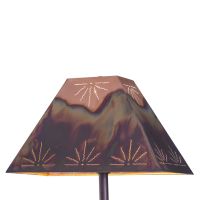 Rustic Rectangle Copper Lampshade - Sunburst Shade Design - Burgundy Bronze Shade Finish