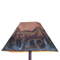 Rustic Rectangle Copper Lampshade - Bear Shade Design - Washed Green Shade Finish