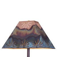 Rustic Rectangle Copper Lampshade - Sunburst Shade Design - Washed Green Shade Finish