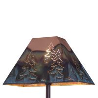 Rustic Rectangle Copper Lampshade - Tree Shade Design - Washed Green Shade Finish