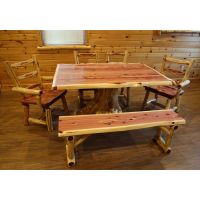 Red Cedar Stump Dining Table Set - 42" W x 72" L