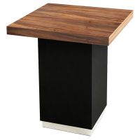 Refined Rustic Pub Table shown with a Square Golden Walnut Top & Ebony Mahogany Base. No top accents.