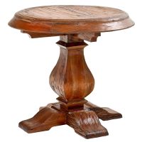 Refined Rustic Wood Round End Table shown in Natural Reclaimed Wood