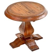 Refined Rustic Wood Round End Table shown in Natural Reclaimed Wood