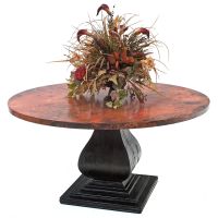 Refined Tuscan Round Hammered Copper Dining Table - Ebony Mahogany Base