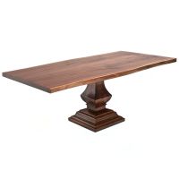 Refined Tuscan Table - Live Edge Book-Match Black Walnut Tabletop - Natural Clear Tabletop Finish - Natural Mahogany Table Base