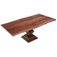 Refined Tuscan Table - Live Edge Book-Match Black Walnut Tabletop - Natural Clear Tabletop Finish - Natural Mahogany Table Base
