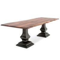 Refined Tuscan Table - Live Edge Black Walnut Tabletop - Natural Clear Tabletop Finish - Ebony Mahogany Table Bases