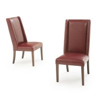 Regal Crimson Red Leather Upholstered Dining Chair
