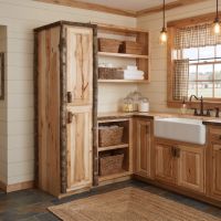 Hickory Linen Closet: Some lifestyle images are created with AI for visualization purposes. Crafted from natural solid wood, each piece is unique and will vary.