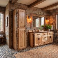 Hickory Linen Closet: Some lifestyle images are created with AI for visualization purposes. Crafted from natural solid wood, each piece is unique and will vary.