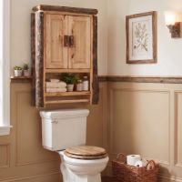 Rustic Toilet Topper Cabinet: Some lifestyle images are created with AI for visualization purposes. Crafted from natural solid wood, each piece is unique and will vary.