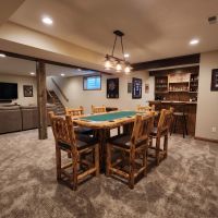 Poker Table: Some lifestyle images are created with AI for visualization purposes. Crafted from natural solid wood, each piece is unique and will vary.