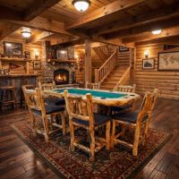 Poker Table: Some lifestyle images are created with AI for visualization purposes. Crafted from natural solid wood, each piece is unique and will vary.