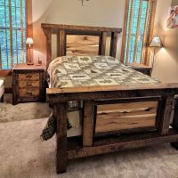 River Rustic Barnwood & Hickory Panel Bed