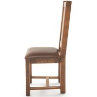 River Rustic Barnwood Dining Chair - Burnt Umber Cypress Leather Seat