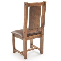 River Rustic Barnwood Dining Chair - Burnt Umber Cypress Leather Seat