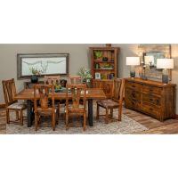 River Rustic Barnwood Fork in the Road Dining Chair - Cowhide Leather Seat
