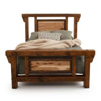 River Rustic Barnwood & Hickory Log Panel Bed - Hickory Panels