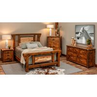 River Rustic Barnwood & Hickory Log Panel Bedroom Set