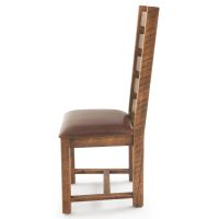 River Rustic Barnwood Ladderback Dining Chair - Burnt Umber Cypress Leather Seat