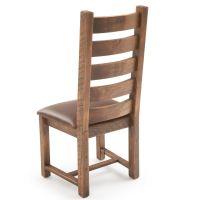 River Rustic Barnwood Ladderback Dining Chair - Burnt Umber Cypress Leather Seat