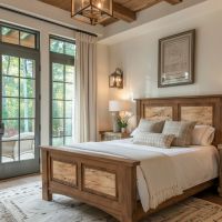 Modern Rustic Barnwood Bed: Some lifestyle images are created with AI for visualization purposes. Crafted from natural solid wood, each piece is unique and will vary.