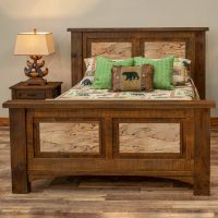 River Rustic Barnwood Maple Panel Bed - Antique Barnwood Finish