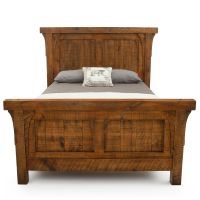 River Rustic Corbeled Barnwood Panel Bed - Antique Barnwood Finish