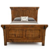 River Rustic Corbeled Barnwood Panel Bed - Antique Barnwood Finish - Optional Metal Accents