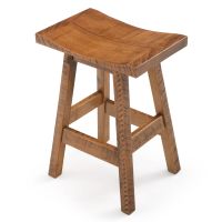 River Rustic Saddle Seat Barnwood Stool - 24" - Antique Barnwood Finish