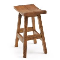 River Rustic Saddle Seat Barnwood Stool - 24" - Antique Barnwood Finish