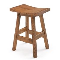 River Rustic Saddle Seat Barnwood Stool - 24" - Antique Barnwood Finish