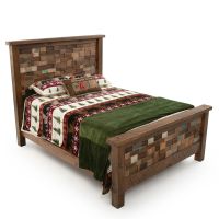 River Rustic Tinted Brick Barnwood Bed - Antique Barnwood Finish