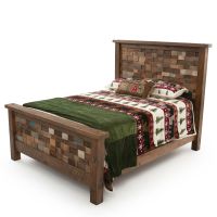 River Rustic Tinted Brick Barnwood Bed - Antique Barnwood Finish