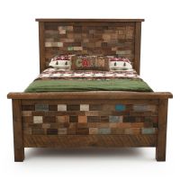 River Rustic Tinted Brick Barnwood Bed - Antique Barnwood Finish
