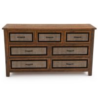 River Rustic Weathered 7 Drawer Barnwood Dresser - Antique Barnwood Finish