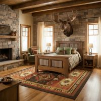 Rustic Barnwood Bed: Some lifestyle images are created with AI for visualization purposes. Crafted from natural solid wood, each piece is unique and will vary.