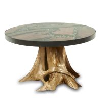 A River Runs Through It Dining Table - Cedar Stump Base - Natural Clear Finish - Glass Top Not Included