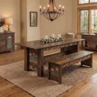 Barnwood Dining Bench: Some lifestyle images are created with AI for visualization purposes. Crafted from natural solid wood, each piece is unique and will vary.