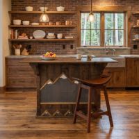 Rustic Home Bar: Some lifestyle images are created with AI for visualization purposes. Crafted from natural solid wood, each piece is unique and will vary.
