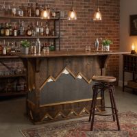 Rustic Home Bar: Some lifestyle images are created with AI for visualization purposes. Crafted from natural solid wood, each piece is unique and will vary.