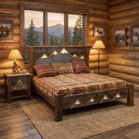 Rustic Nightstand: Some lifestyle images are created with AI for visualization purposes. Crafted from natural solid wood, each piece is unique and will vary.