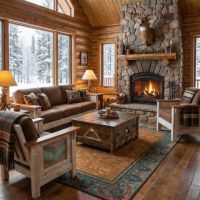 Rustic Barnwood Coffee Table: Some lifestyle images are created with AI for visualization purposes. Crafted from natural solid wood, each piece is unique and will vary.