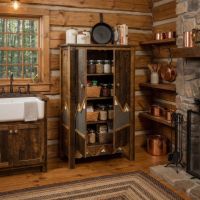 2 Door Barnwood Pantry Cabinet: Some lifestyle images are created with AI for visualization purposes. Crafted from natural solid wood, each piece is unique and will vary.