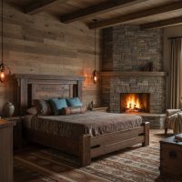 Rustic Bed: Some lifestyle images are created with AI for visualization purposes. Crafted from natural solid wood, each piece is unique and will vary.