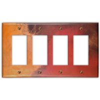 Rojo y Negro 4 Rocker/GFI Copper Switch Plate