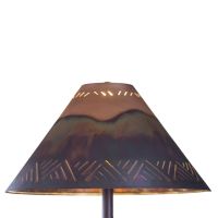 Rustic Round Copper Lampshade - Crosshatch Shade Design - Burgundy Bronze Shade Finish