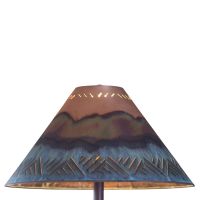 Rustic Round Copper Lampshade - Crosshatch Shade Design - Washed Green Shade Finish